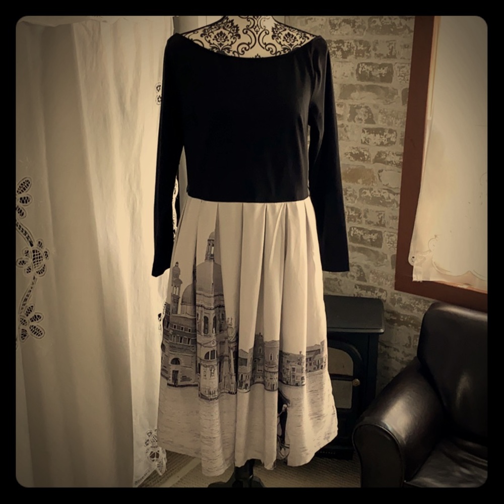 Stunning Eshakti Boat Neck Cotton Long Sleeve Dress! EUC